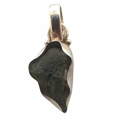 Moldavite Meteorite Jewelry in a Silver Pendant - JCM42 Moldavite Meteorite Jewelry in a Silver Pendant - JCM42